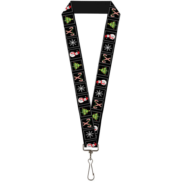 Buckle-Down Lanyard - 1.0" - Christmas Blocks Black White Multi Color