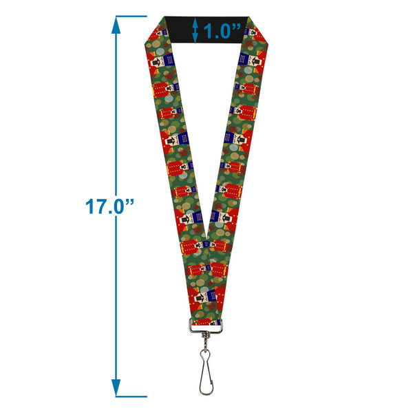 Buckle-Down Lanyard - 1.0" - Christmas Nutcracker Polka Dots Greens Gold Red