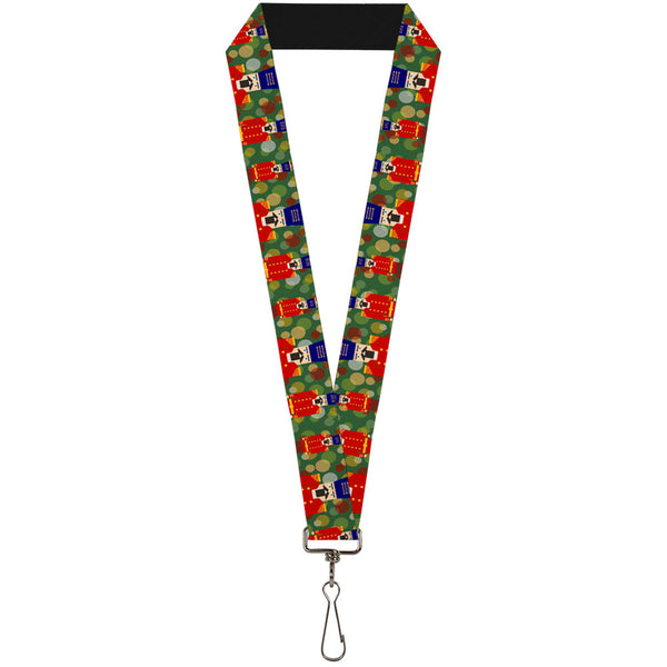 Buckle-Down Lanyard - 1.0" - Christmas Nutcracker Polka Dots Greens Gold Red