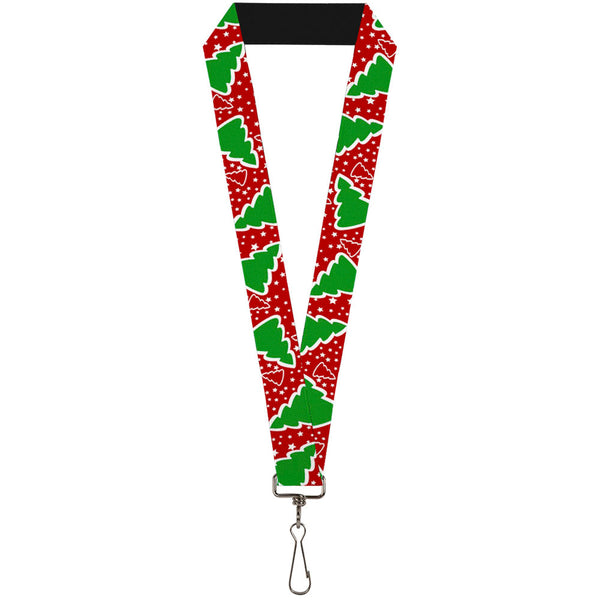 Buckle-Down Lanyard - 1.0" - Christmas Trees Stars Red White Green