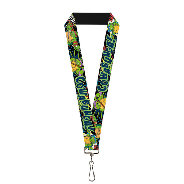 Buckle-Down Lanyard - 1.0" - Classic Teenage Mutant Ninja Turtles Turtles Pose12 COWABUNGA Pop Art