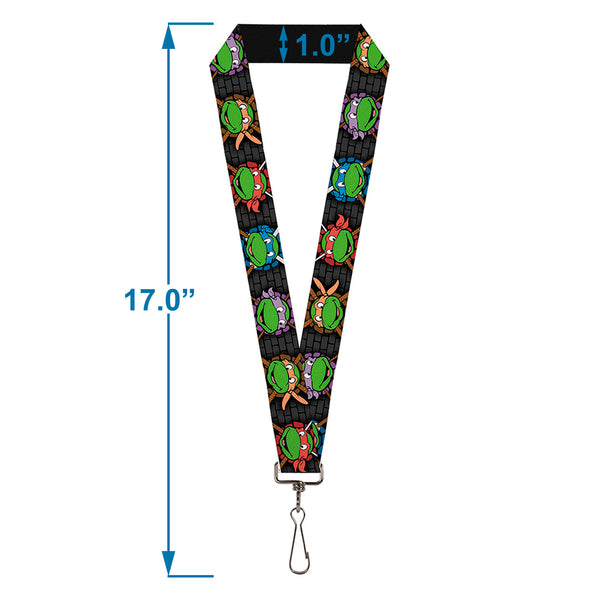 Buckle-Down Lanyard - 1.0" - Classic TMNT Expessions Battle Gear Gray Multi Color