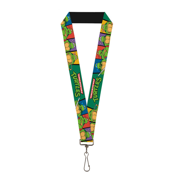 Buckle-Down Lanyard - 1.0" - Classic TMNT Group Pose3 TMNT Logo Green Multi Color