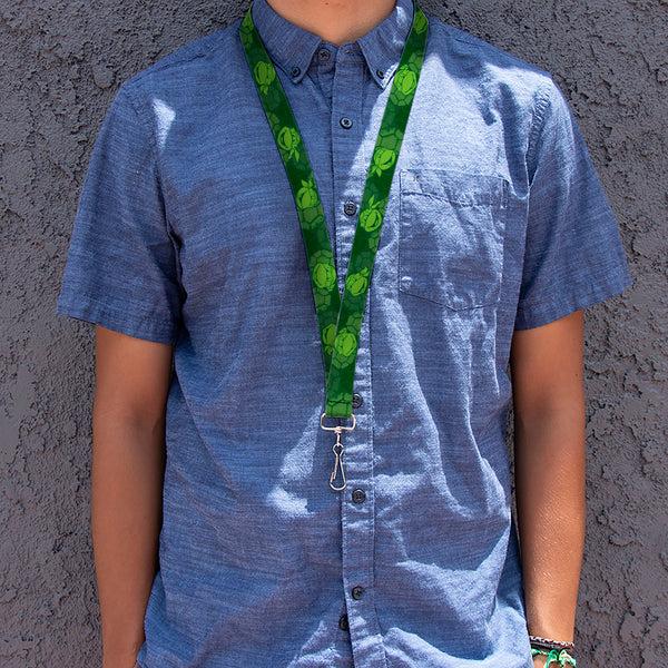 Buckle-Down Lanyard - 1.0" - Classic TMNT Turtle Faces2 Greens