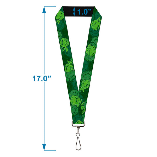 Buckle-Down Lanyard - 1.0" - Classic TMNT Turtle Faces2 Greens