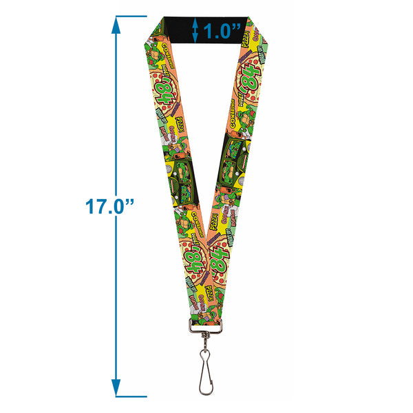 Buckle-Down Lanyard - 1.0" - Classic TMNT Turtles Pose14 '84 Pizza Verbiage