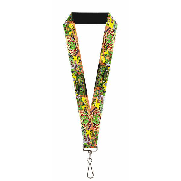 Buckle-Down Lanyard - 1.0" - Classic TMNT Turtles Pose14 '84 Pizza Verbiage