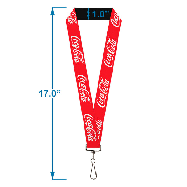 Buckle-Down Lanyard - 1.0" - COCA-COLA Script Logo Red/White