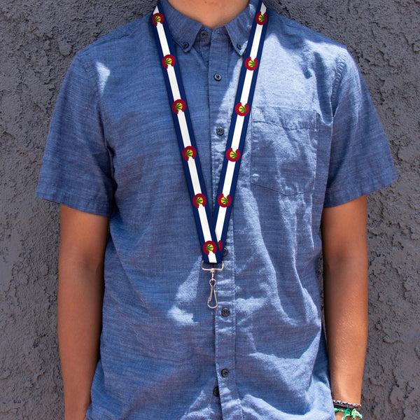 Buckle-Down Lanyard - 1.0" - Colorado Flag Marijuana Leaf