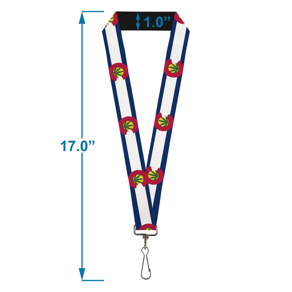 Buckle-Down Lanyard - 1.0" - Colorado Flag Marijuana Leaf