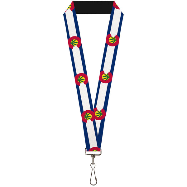 Buckle-Down Lanyard - 1.0" - Colorado Flag Marijuana Leaf