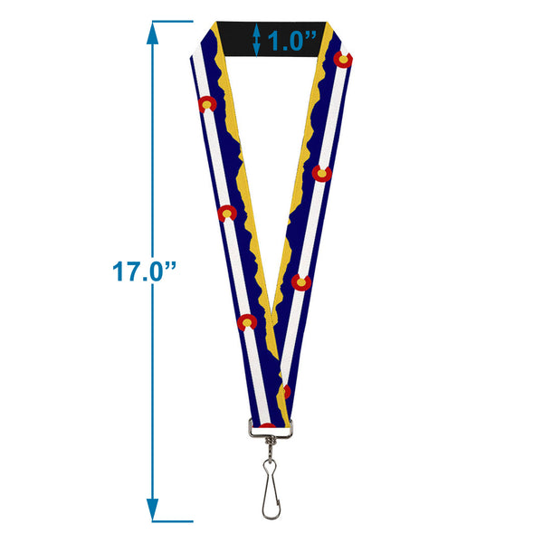 Buckle-Down Lanyard - 1.0" - Colorado Flag Mountain Silhouette Yellow