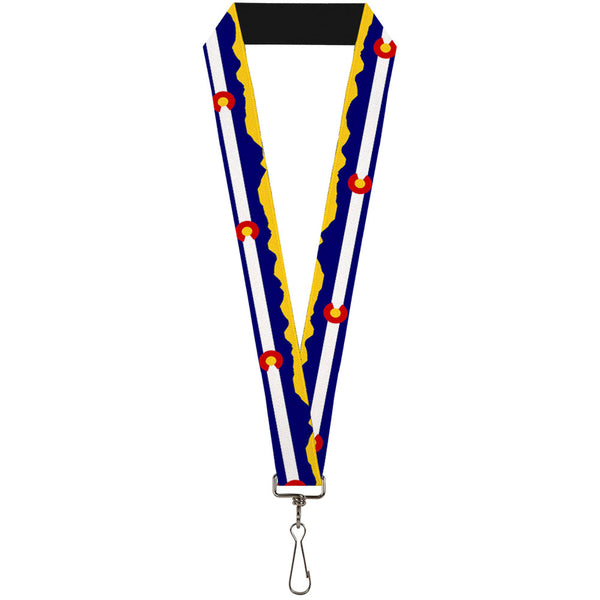 Buckle-Down Lanyard - 1.0" - Colorado Flag Mountain Silhouette Yellow