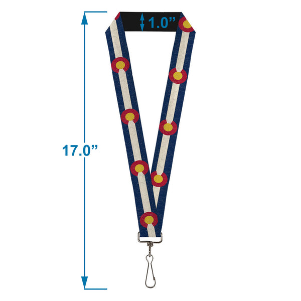 Buckle-Down Lanyard - 1.0" - Colorado Flags2 Repeat Vintage