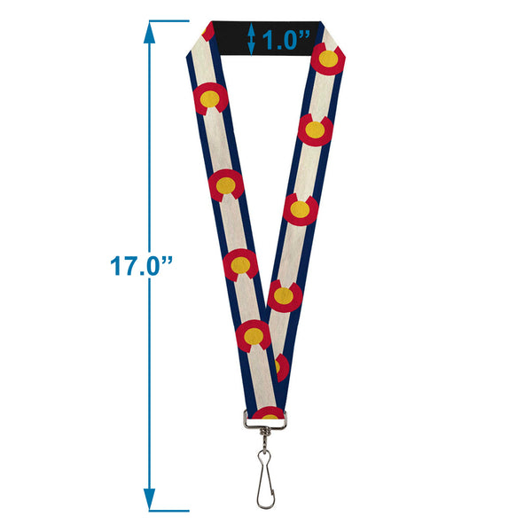 Buckle-Down Lanyard - 1.0" - Colorado Flags2 Repeat Vintage2