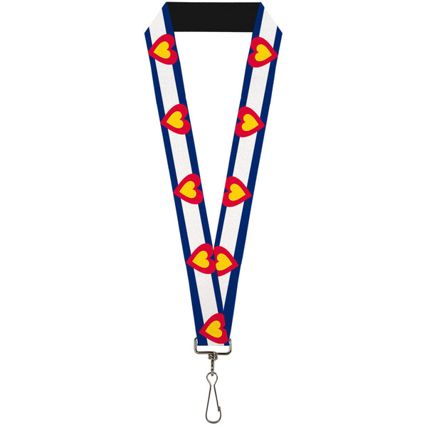 Buckle-Down Lanyard - 1.0" - Colorado Heart Blue White Red Yellow