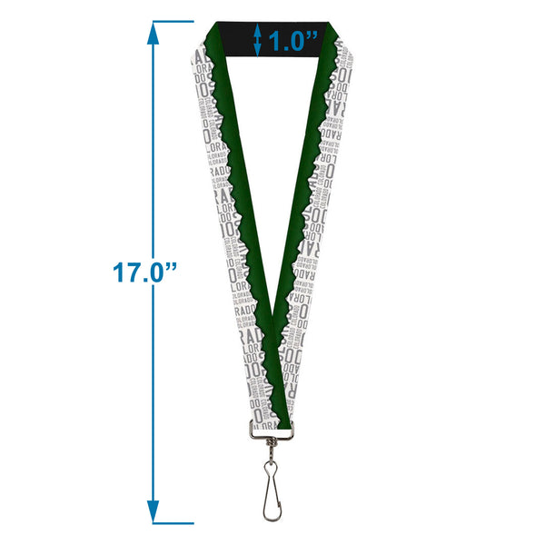 Buckle-Down Lanyard - 1.0" - Colorado Mountains Green White Gray Text