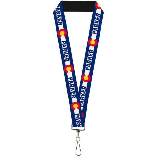 Buckle-Down Lanyard - 1.0" - Colorado PARKER Flag Blue White Red Yellow