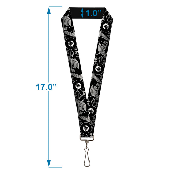 Buckle-Down Lanyard - 1.0" - Colorado Skier Snowboarder Black White Grays