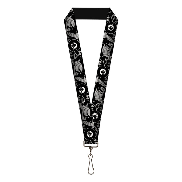 Buckle-Down Lanyard - 1.0" - Colorado Skier Snowboarder Black White Grays