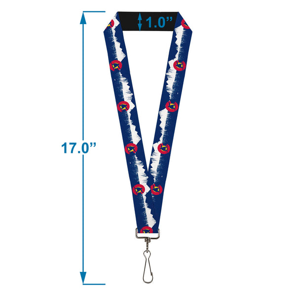 Buckle-Down Lanyard - 1.0" - Colorado Snowboarder Snowy Mountains Weathered