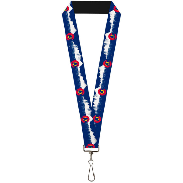 Buckle-Down Lanyard - 1.0" - Colorado Snowboarder Snowy Mountains Weathered