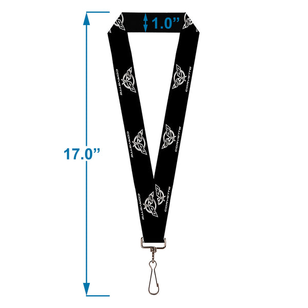 Buckle-Down Lanyard - 1.0" - Corvette Black Silver REPEAT