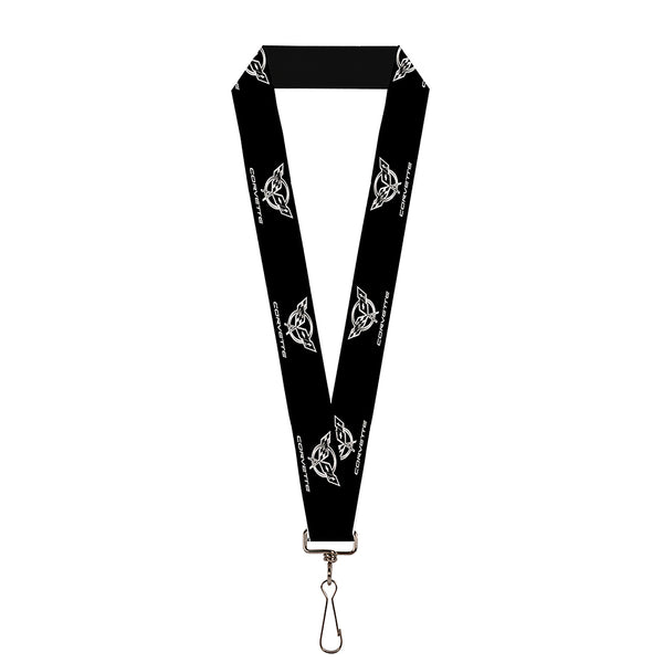 Buckle-Down Lanyard - 1.0" - Corvette Black Silver REPEAT