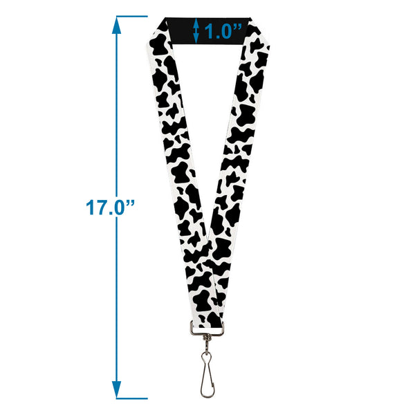 Buckle-Down Lanyard - 1.0" - Cow Pattern Print White/Black