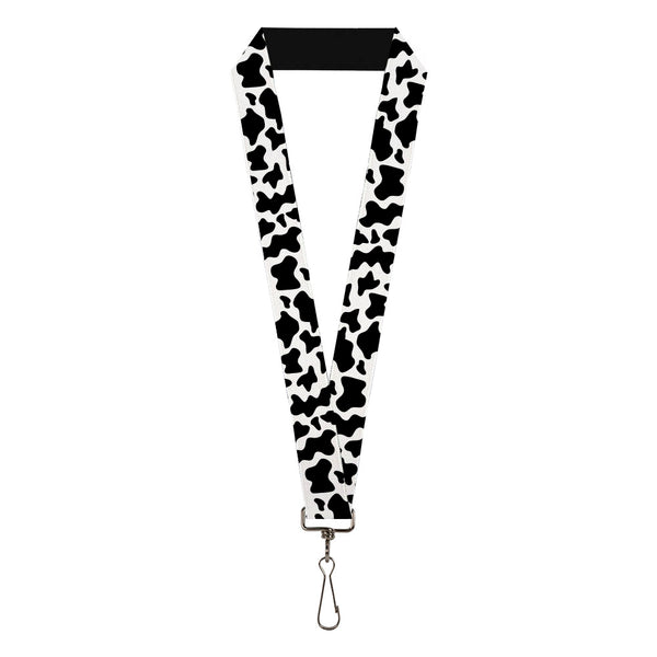 Buckle-Down Lanyard - 1.0" - Cow Pattern Print White/Black