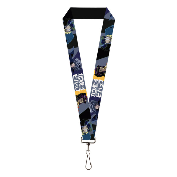 Buckle-Down Lanyard - 1.0" - COWBOY BEBOP Spike Vicious and Faye Pose and Title Logo Blues/Yellow
