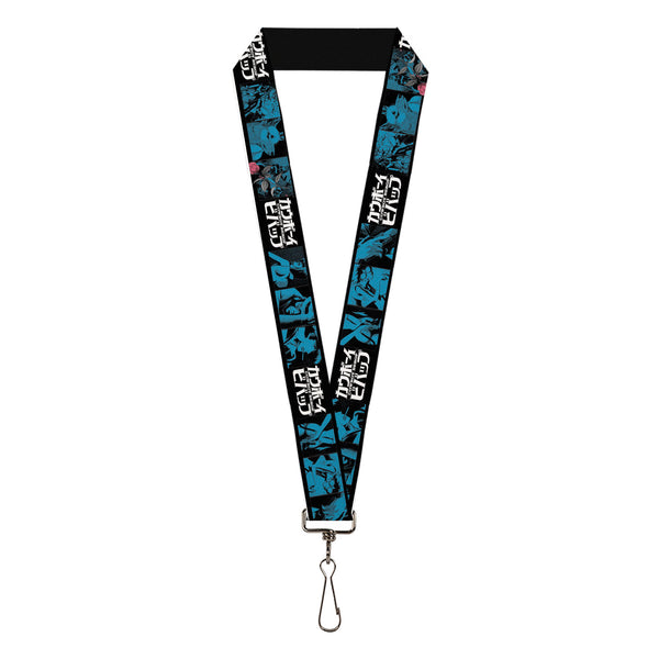 Buckle-Down Lanyard - 1.0" - COWBOY BEBOP Title Logo and Character Blocks Black/Blues