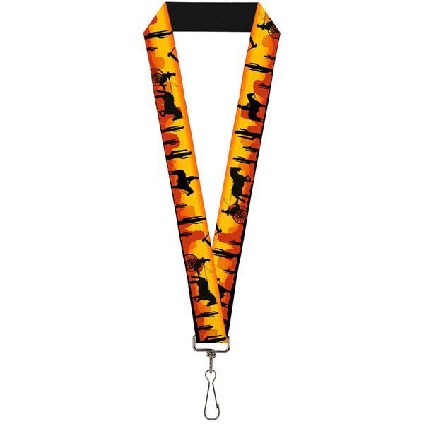 Buckle-Down Lanyard - 1.0" - Cowboy Silhouette Western Landscape Reds Black