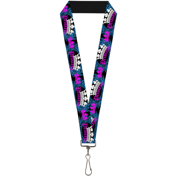 Buckle-Down Lanyard - 1.0" - Crown Princess Oval Black Turquoise
