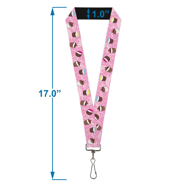 Buckle-Down Lanyard - 1.0" - Cupcake Swirls Pink Multi Color