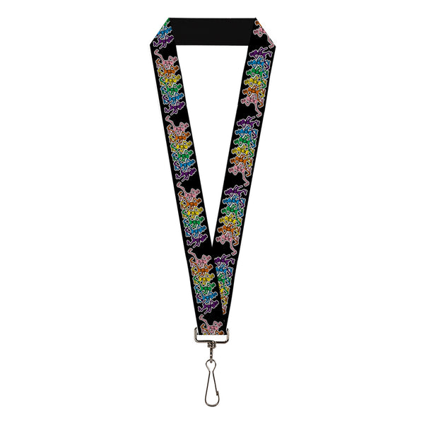Buckle-Down Lanyard - 1.0" - Dancing Skeletons Black Multi Color