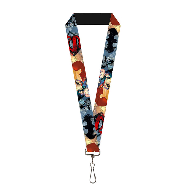 Buckle-Down Lanyard - 1.0" - DC Comics Trinity Group-Batman Wonder Woman Superman Pose Logos