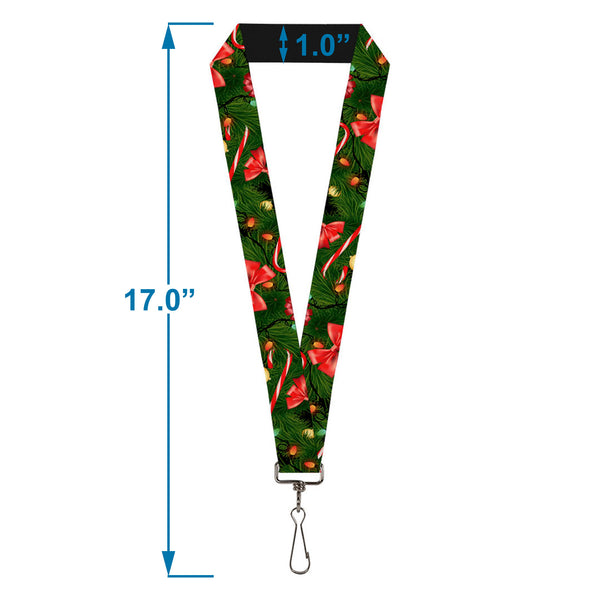 Buckle-Down Lanyard - 1.0" - Decorated Tree2 W Bows Lights Candy Canes