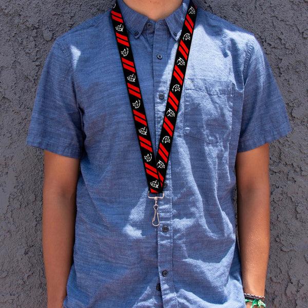 Buckle-Down Lanyard - 1.0" - Demon Dodge Rhombus Hellcat Icons Black Red White