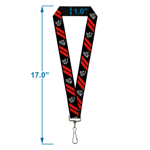 Buckle-Down Lanyard - 1.0" - Demon Dodge Rhombus Hellcat Icons Black Red White