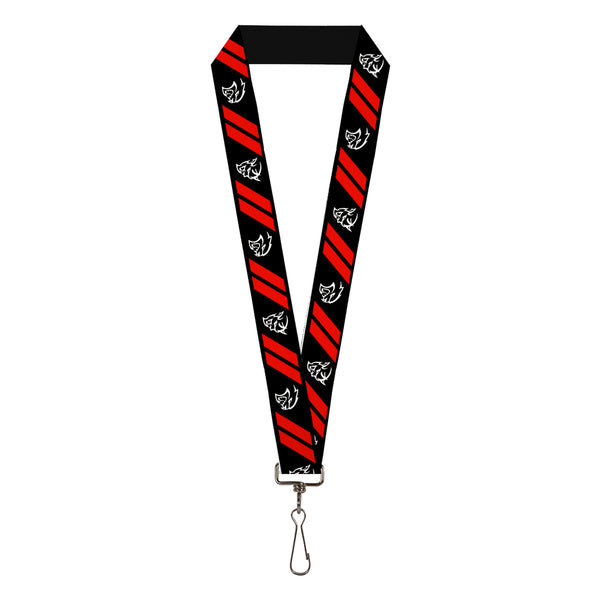 Buckle-Down Lanyard - 1.0" - Demon Dodge Rhombus Hellcat Icons Black Red White