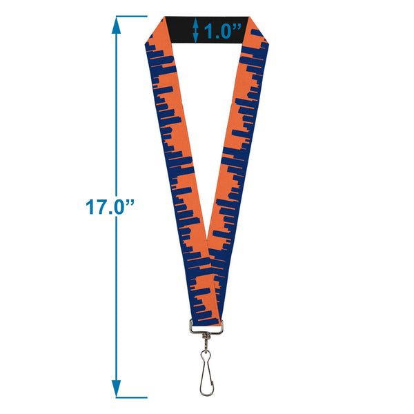 Buckle-Down Lanyard - 1.0" - Denver Solid Skyline Orange Navy
