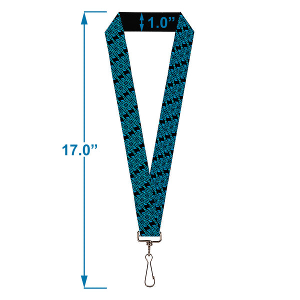 Buckle-Down Lanyard - 1.0" - Diagonal Retro Chevy Bowtie Monogram Black Blues