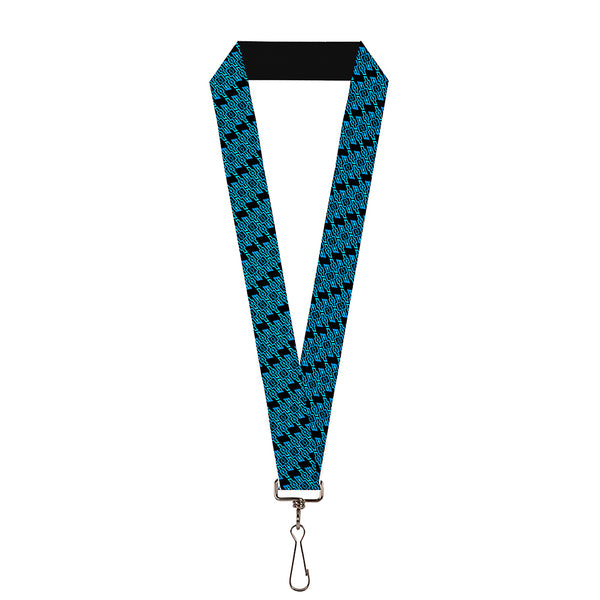 Buckle-Down Lanyard - 1.0" - Diagonal Retro Chevy Bowtie Monogram Black Blues