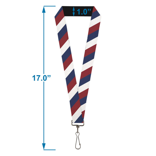 Buckle-Down Lanyard - 1.0" - Diagonal Stripe Red White Navy