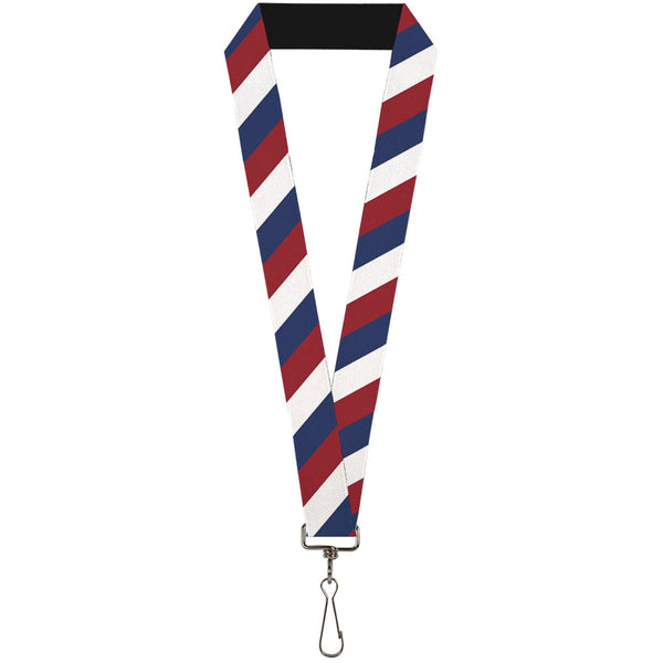 Buckle-Down Lanyard - 1.0" - Diagonal Stripe Red White Navy