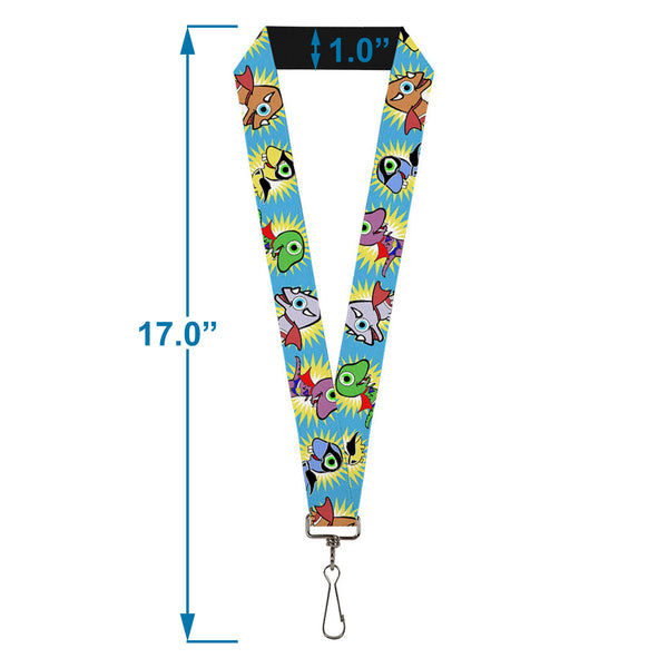 Buckle-Down Lanyard - 1.0" - Dinosaur Superhero Baby Blue