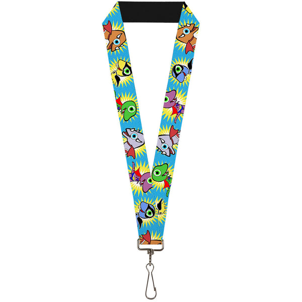 Buckle-Down Lanyard - 1.0" - Dinosaur Superhero Baby Blue