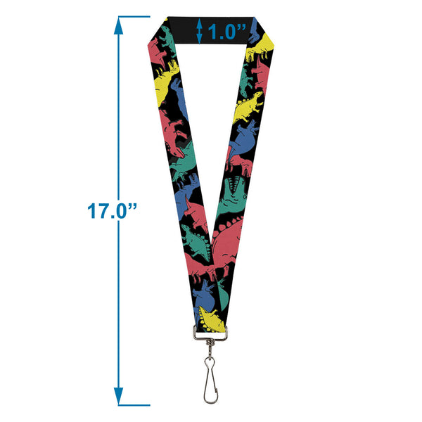 Buckle-Down Lanyard - 1.0" - Dinosaurs Black Multi Color