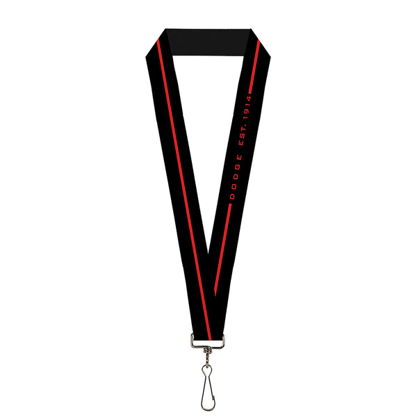 Buckle-Down Lanyard - 1.0" - Dodge 100th Anniversary Logo Stripe Black Red